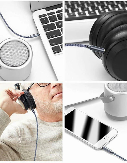 Load image into Gallery viewer, Henrety 3.5mm Nylon Braided Aux Cable 6.5ft Male to Male Gray
