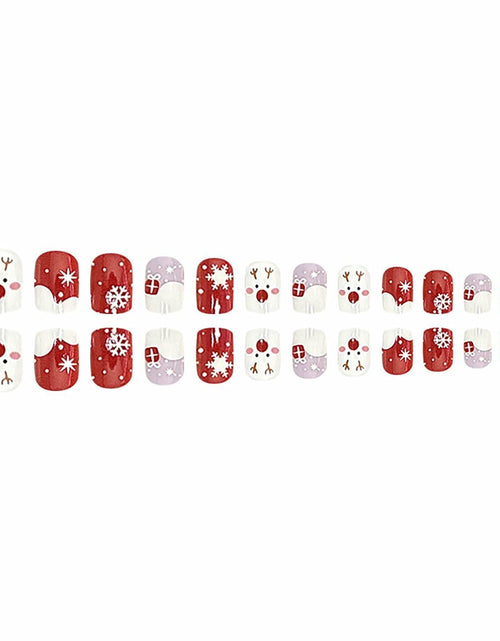 Load image into Gallery viewer, 24 Pcs Christmas Press On Nails Short Square Red Acrylic False Nails
