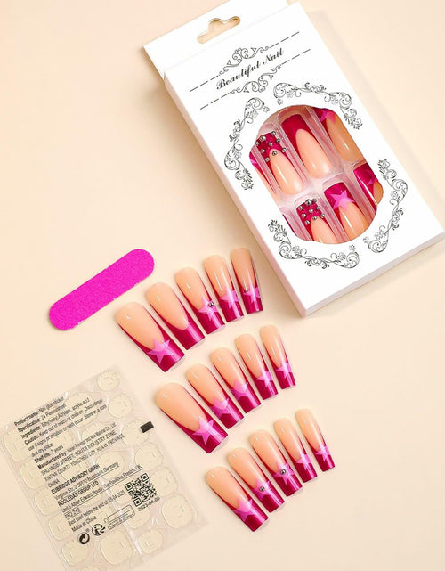 Load image into Gallery viewer, RIICFDD Fall Press On Nails Long Square Haze Blue 24 Pcs
