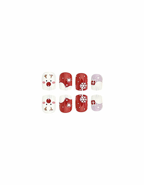 Load image into Gallery viewer, 24 Pcs Christmas Press On Nails Short Square Red Acrylic False Nails
