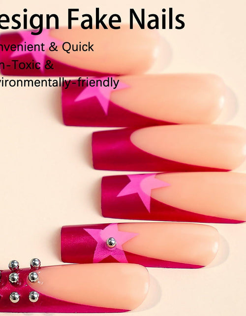Load image into Gallery viewer, RIICFDD Fall Press On Nails Long Square Haze Blue 24 Pcs

