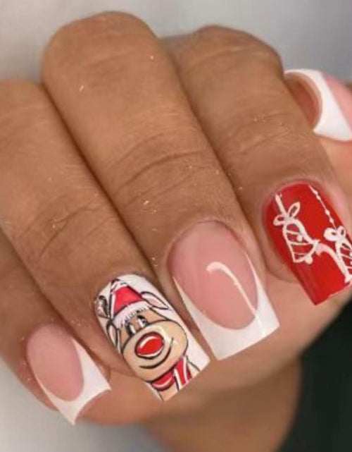 Load image into Gallery viewer, 24 Pcs Christmas Press On Nails Medium Square Purple 5D Emboss Matte
