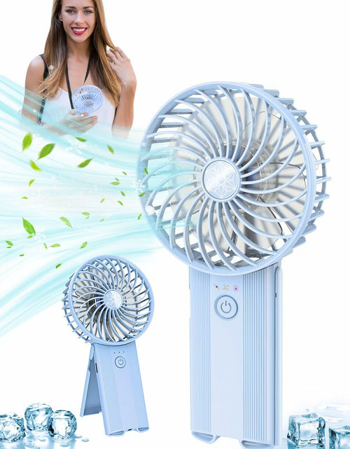 Load image into Gallery viewer, udodik Portable Handheld Fan Rechargeable 4 Speeds Light Blue
