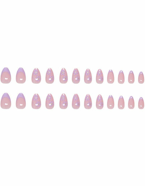 Load image into Gallery viewer, Press On Nails Purple Flower Design Fake Nail Art Manicure 30 Pcs
