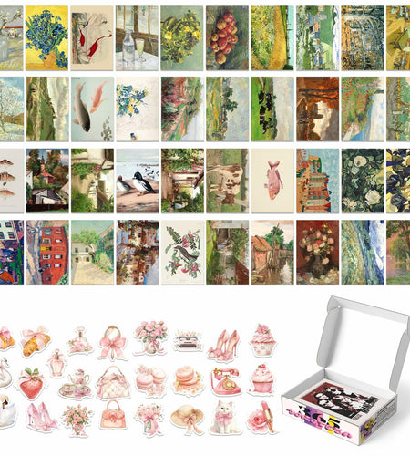365DoRoTeYa Vintage Eclectic Wall Art Prints 40PCS Colorful Maximalist Decor