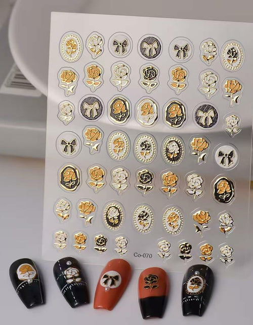 Load image into Gallery viewer, Tisaindor 5D Embossed Flower Nail Art Stickers 3 Sheets Rose Colorful
