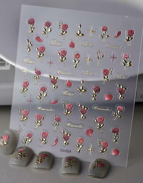 Load image into Gallery viewer, Tisaindor 5D Embossed Flower Nail Art Stickers 3 Sheets Rose Colorful

