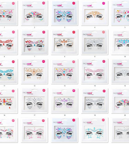 FACEGEM LONDON Face Gems Adhesive Glitter Tattoo Stickers 21 PCS