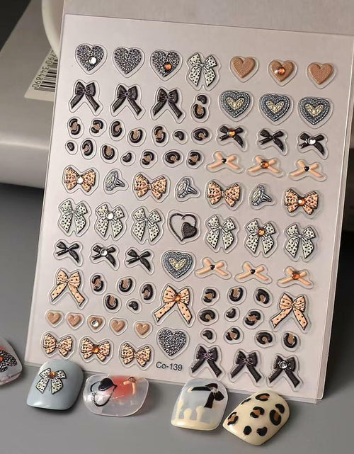Load image into Gallery viewer, Tisaindor 5D Embossed Bow Nail Art Stickers 3 Sheets Colorful Self Adhesive
