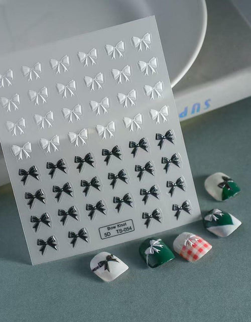 Load image into Gallery viewer, Tisaindor 5D Embossed Bow Nail Art Stickers 3 Sheets Colorful Self Adhesive
