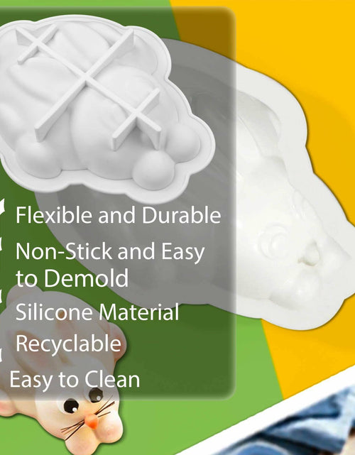 Load image into Gallery viewer, Easter Bunny 3D Silicone Cake Mold White with 2 Wooden Hammers
