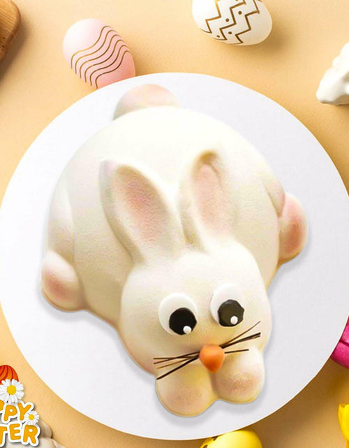 Load image into Gallery viewer, Easter Bunny 3D Silicone Cake Mold White with 2 Wooden Hammers
