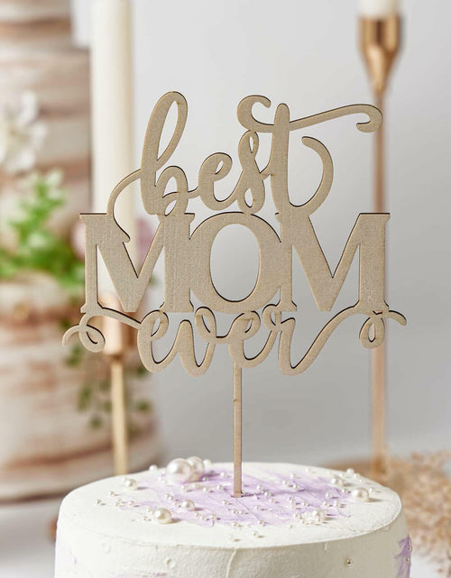 Load image into Gallery viewer, Wlropted Happy Mother's Day Wooden Cake Topper Best Mom Party Decor
