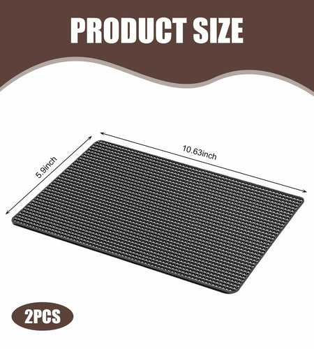 dawfall Car Anti Slip Pad 10.63x5.90in Black Washable Grid Pattern 2 PCS