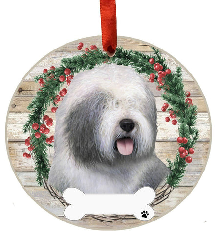 E&S Imports Old English Sheepdog Ceramic Ornament DIY Personalizable Glazed