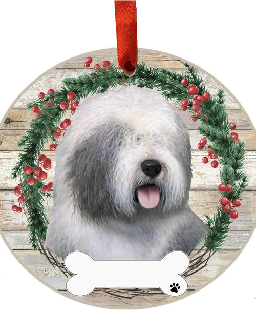 Load image into Gallery viewer, E&amp;S Imports Old English Sheepdog Ceramic Ornament DIY Personalizable Glazed
