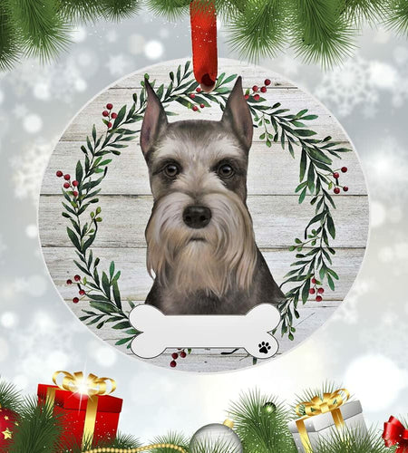 E&S Imports Schnauzer Ceramic Ornament DIY Personalizable Glazed Finish