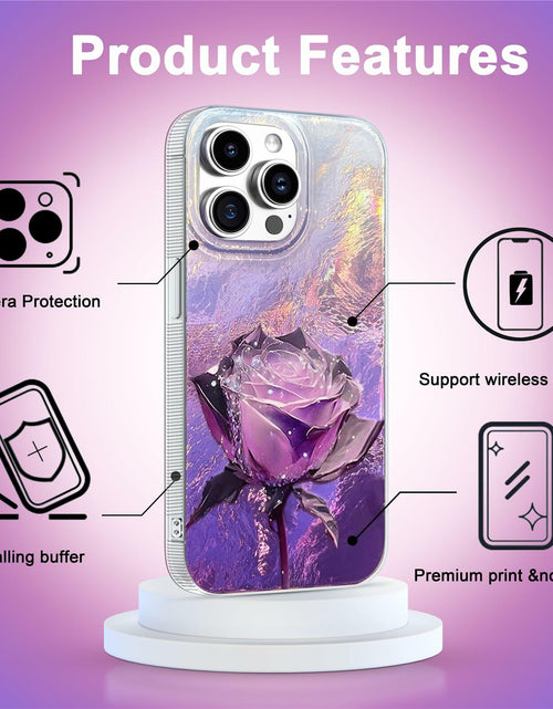 Load image into Gallery viewer, buccilly iPhone 12 Pro Max Case Slim TPU Shockproof Purple Roses Floral
