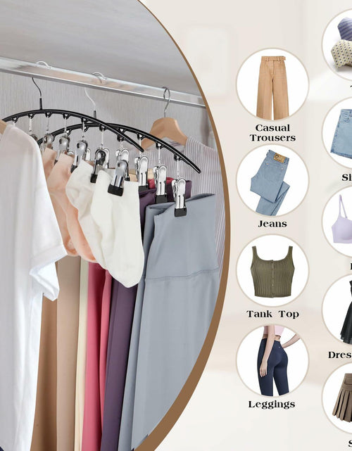 Load image into Gallery viewer, Hendiy Black Metal Pants Hanger Organizer with 10 Clips Space Saving Closet
