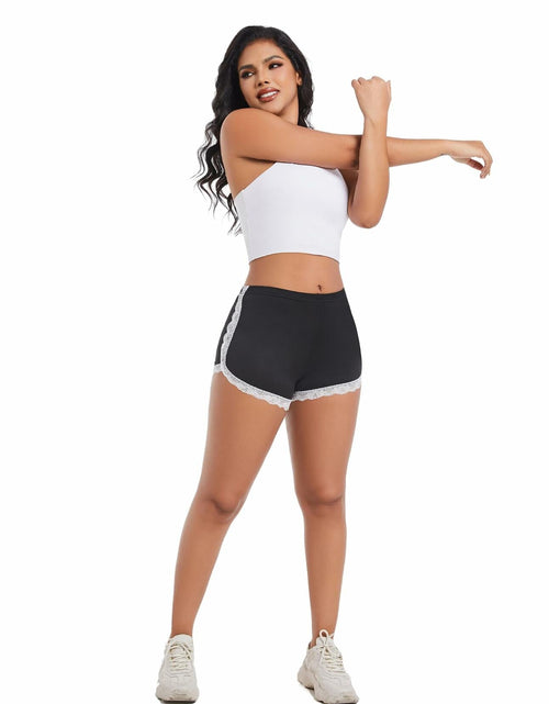 Load image into Gallery viewer, Aesphelia Sexy Lace Trim Anti-Chafing Shorts Black Size M
