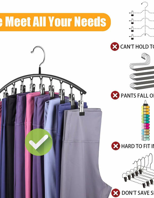 Load image into Gallery viewer, Hendiy Black Metal Pants Hanger Organizer with 10 Clips Space Saving Closet
