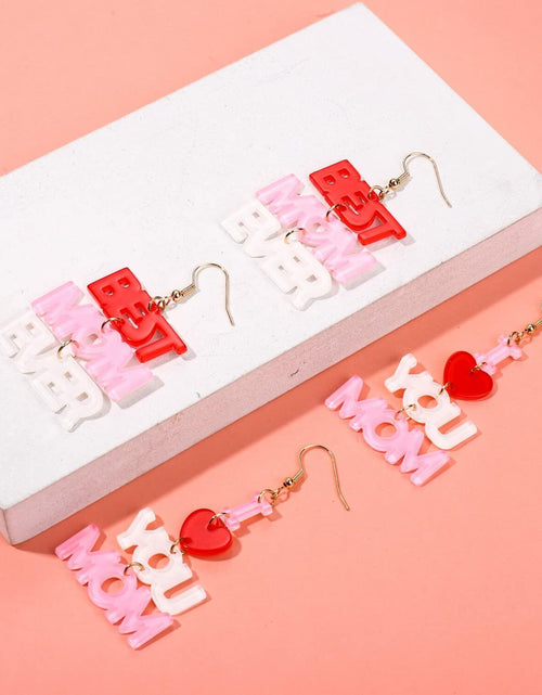 Load image into Gallery viewer, Love Heart Lucite Arch Dangle Earrings MOM Mother's Day Gifts Jewelry
