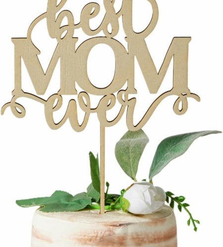 Wlropted Happy Mother's Day Wooden Cake Topper Best Mom Party Decor