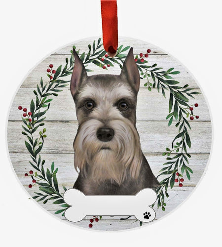 E&S Imports Schnauzer Ceramic Ornament DIY Personalizable Glazed Finish