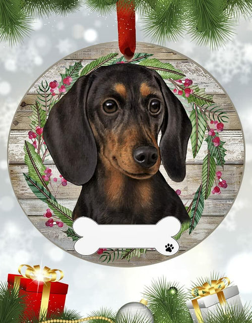 Load image into Gallery viewer, E&amp;S Imports Black Dachshund Ceramic Ornament Round Glazed Finish
