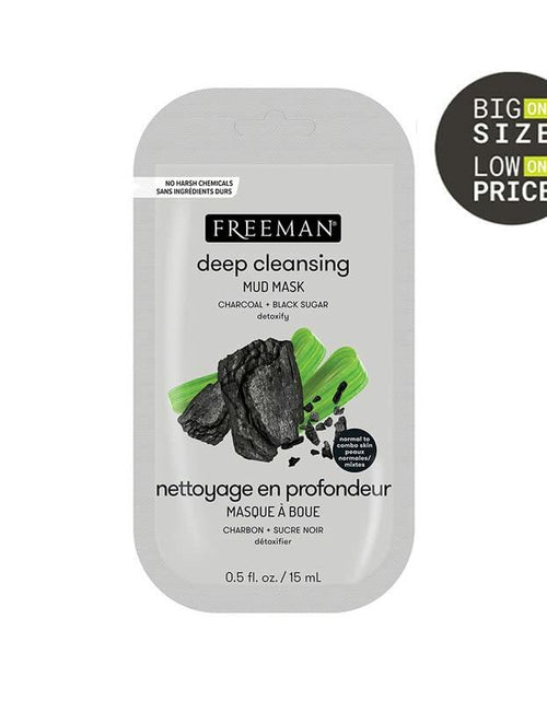 Load image into Gallery viewer, FREEMAN Charcoal &amp; Black Sugar Mud Mask Detoxifying Facial Treatment 0.5oz

