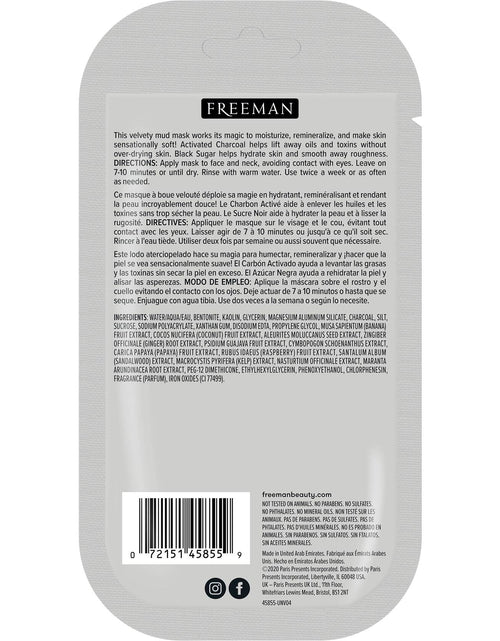 Load image into Gallery viewer, FREEMAN Charcoal &amp; Black Sugar Mud Mask Detoxifying Facial Treatment 0.5oz
