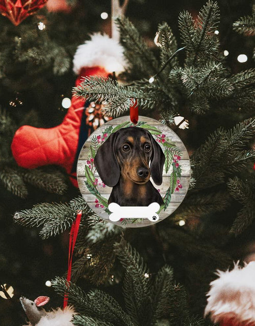 Load image into Gallery viewer, E&amp;S Imports Black Dachshund Ceramic Ornament Round Glazed Finish
