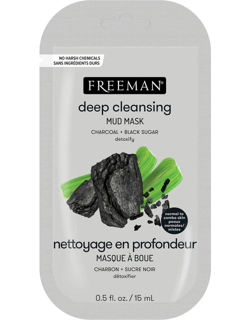Load image into Gallery viewer, FREEMAN Charcoal &amp; Black Sugar Mud Mask Detoxifying Facial Treatment 0.5oz
