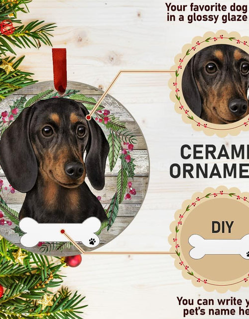 Load image into Gallery viewer, E&amp;S Imports Black Dachshund Ceramic Ornament Round Glazed Finish
