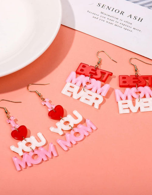 Load image into Gallery viewer, Love Heart Lucite Arch Dangle Earrings MOM Mother's Day Gifts Jewelry
