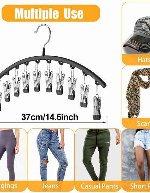 Load image into Gallery viewer, Hendiy Black Metal Pants Hanger Organizer with 10 Clips Space Saving Closet
