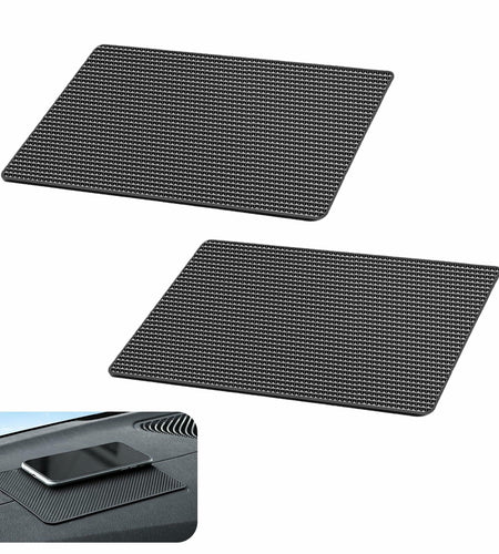 dawfall Car Anti Slip Pad 10.63x5.90in Black Washable Grid Pattern 2 PCS