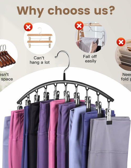 Load image into Gallery viewer, Hendiy Black Metal Pants Hanger Organizer with 10 Clips Space Saving Closet
