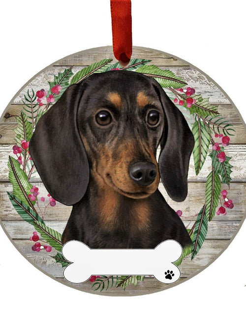 Load image into Gallery viewer, E&amp;S Imports Black Dachshund Ceramic Ornament Round Glazed Finish
