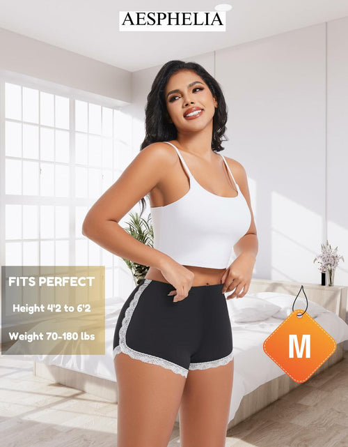 Load image into Gallery viewer, Aesphelia Sexy Lace Trim Anti-Chafing Shorts Black Size M
