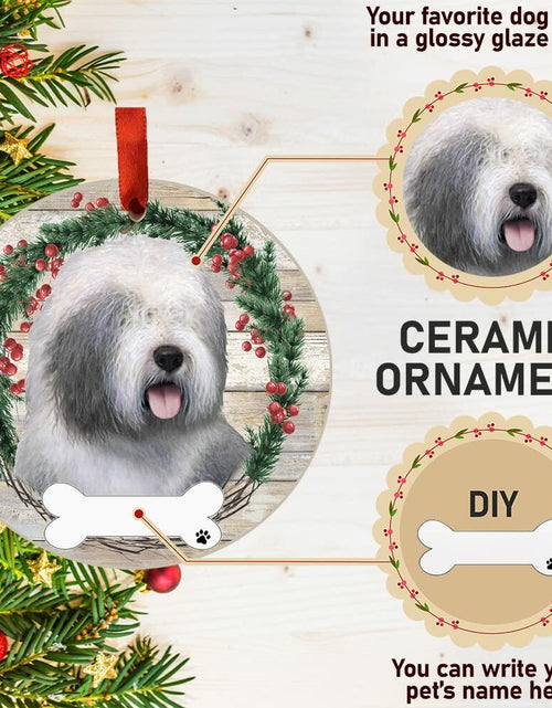 Load image into Gallery viewer, E&amp;S Imports Old English Sheepdog Ceramic Ornament DIY Personalizable Glazed

