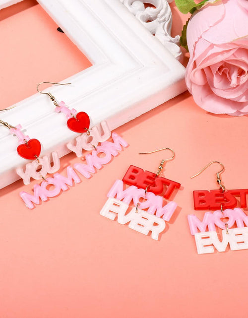 Load image into Gallery viewer, Love Heart Lucite Arch Dangle Earrings MOM Mother's Day Gifts Jewelry
