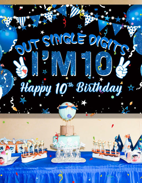 Load image into Gallery viewer, Ushinemi 10th Birthday Banner Boys Party Supplies 6x3.6ft Double Digits
