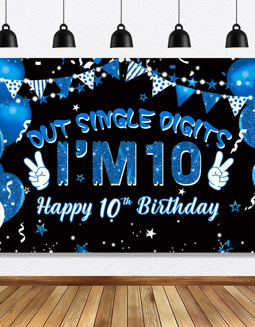 Load image into Gallery viewer, Ushinemi 10th Birthday Banner Boys Party Supplies 6x3.6ft Double Digits
