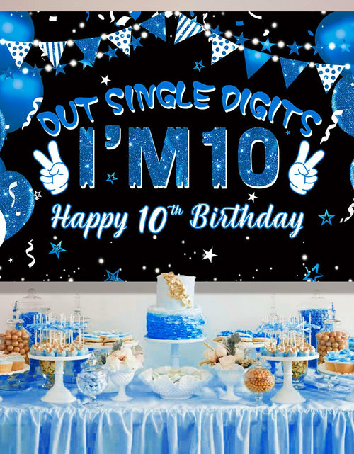 Load image into Gallery viewer, Ushinemi 10th Birthday Banner Boys Party Supplies 6x3.6ft Double Digits
