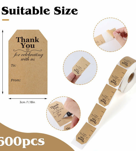 600 PCS Christmas Gift Tag Stickers 1.18x2in Self-Adhesive Labels