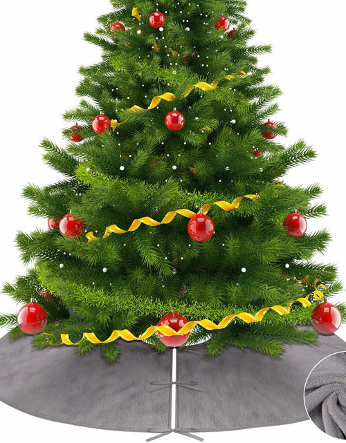 Load image into Gallery viewer, HyDren Velvet Cozy Christmas Tree Skirt Grey Brown Faux Fur 30 Inch
