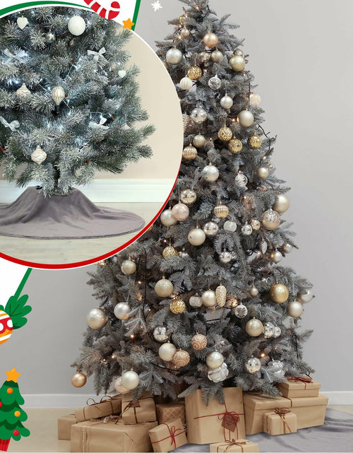Load image into Gallery viewer, HyDren Velvet Cozy Christmas Tree Skirt Grey Brown Faux Fur 30 Inch
