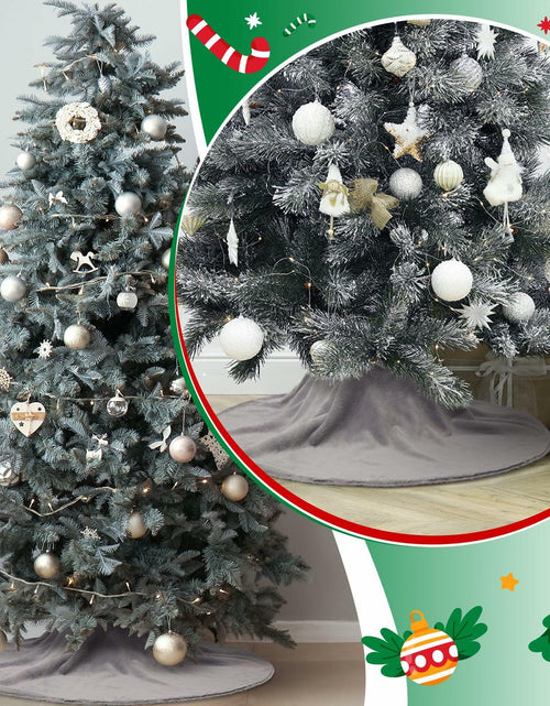 Load image into Gallery viewer, HyDren Velvet Cozy Christmas Tree Skirt Grey Brown Faux Fur 30 Inch
