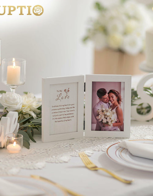 Load image into Gallery viewer, NUPTIO White Wood 4x6 Picture Frame Wedding Anniversary Bridal Gift
